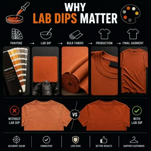 Lab dip process from Pantone reference to final garment