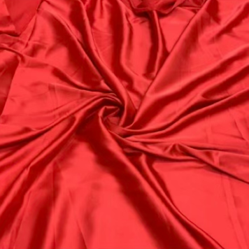 Red polyester Armani satin fabric